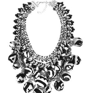 Black and White beaded Statement Necklace